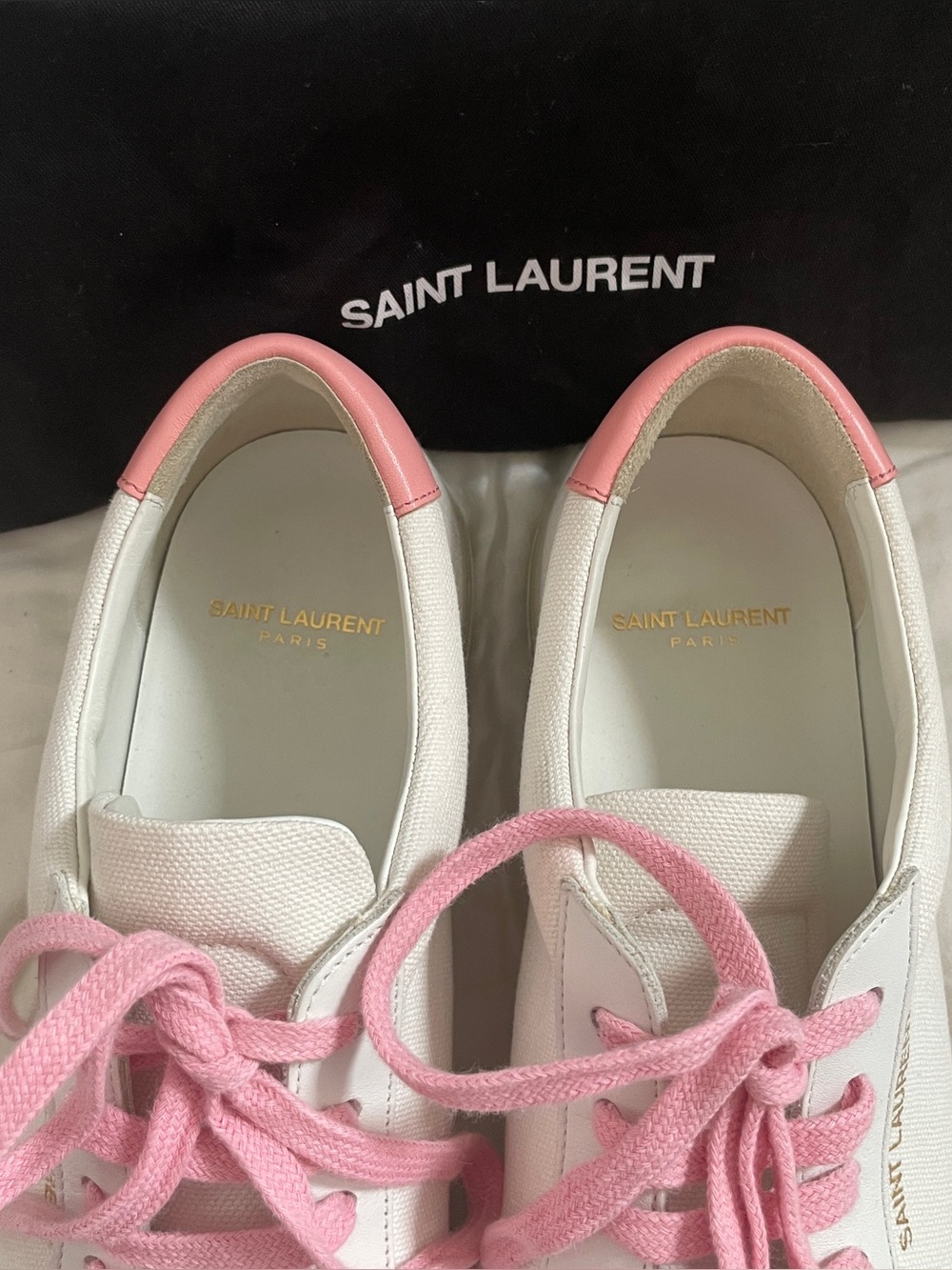 Saint Laurent Pink and White leather-trimmed Canvas Sneakers - Picture 3 of 14